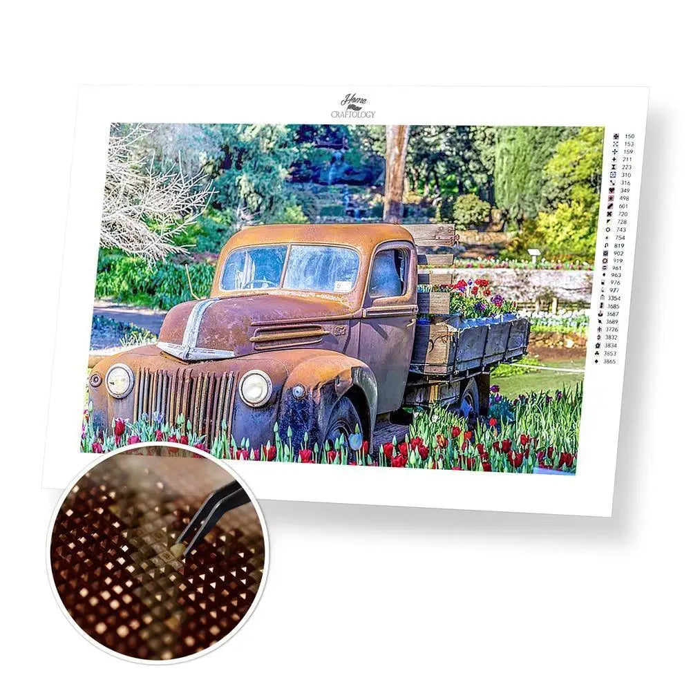 Old Pickup Truck - Premium Diamond Painting Kit - 45x30cm / 18x12’’ / Square (Most Popular) - Diamond Painting Kit
