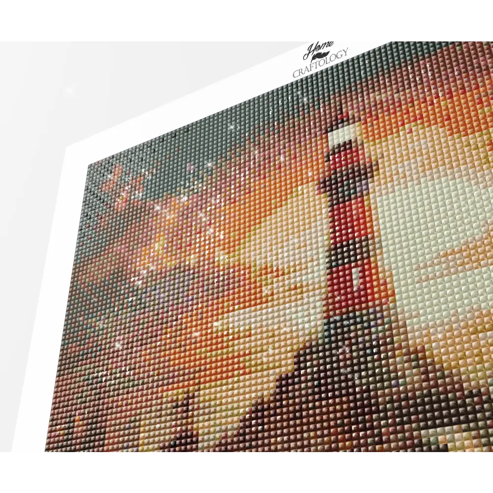 Orange and Blue Lighthouse - Exclusive Premium Diamond Painting Kit - Diamond Painting Kit