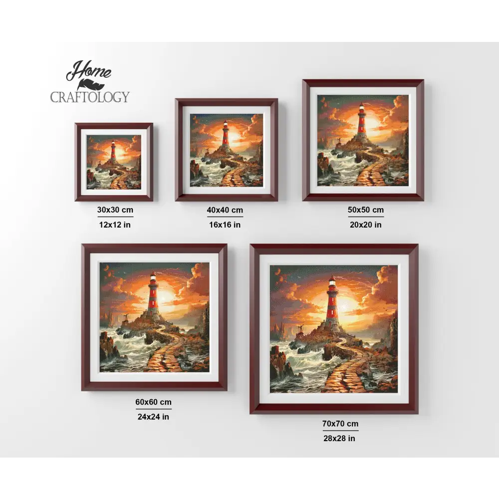 Orange and Blue Lighthouse - Exclusive Premium Diamond Painting Kit - Diamond Painting Kit