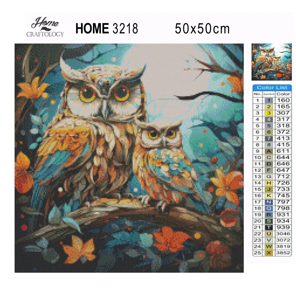 Owl Family - Exclusive Premium Diamond Painting Kit - Diamond Painting Kit