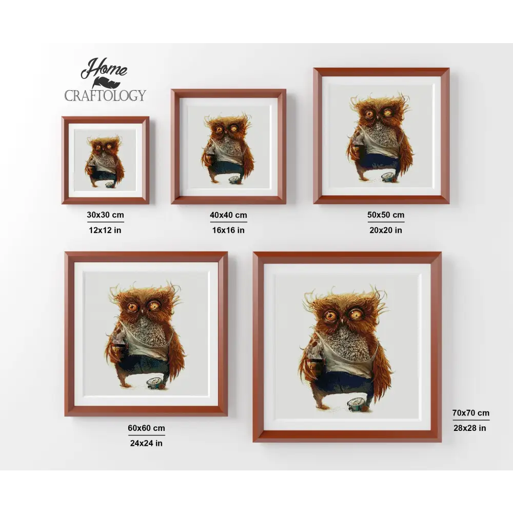 Owl Needs Coffee - Premium Diamond Painting Kit - Diamond Painting Kit