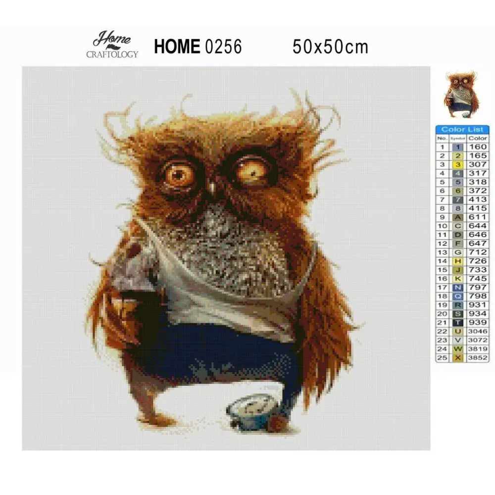 Owl Needs Coffee - Premium Diamond Painting Kit - Diamond Painting Kit