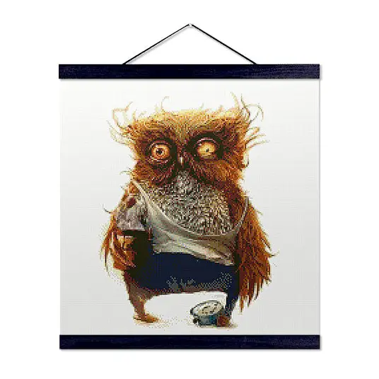 Owl Needs Coffee - Premium Diamond Painting Kit - Diamond Painting Kit