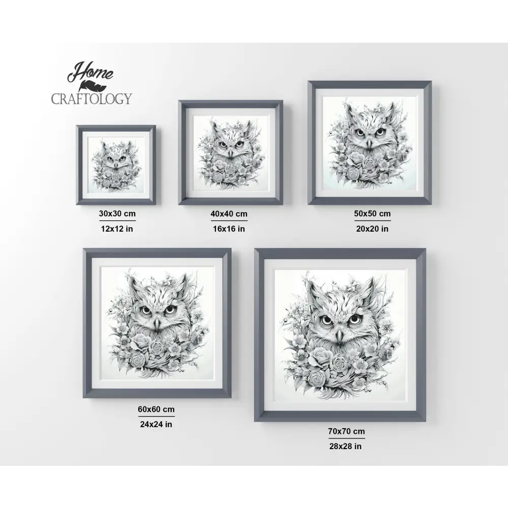 Owl with Flowers - Exclusive Premium Diamond Painting Kit - Diamond Painting Kit