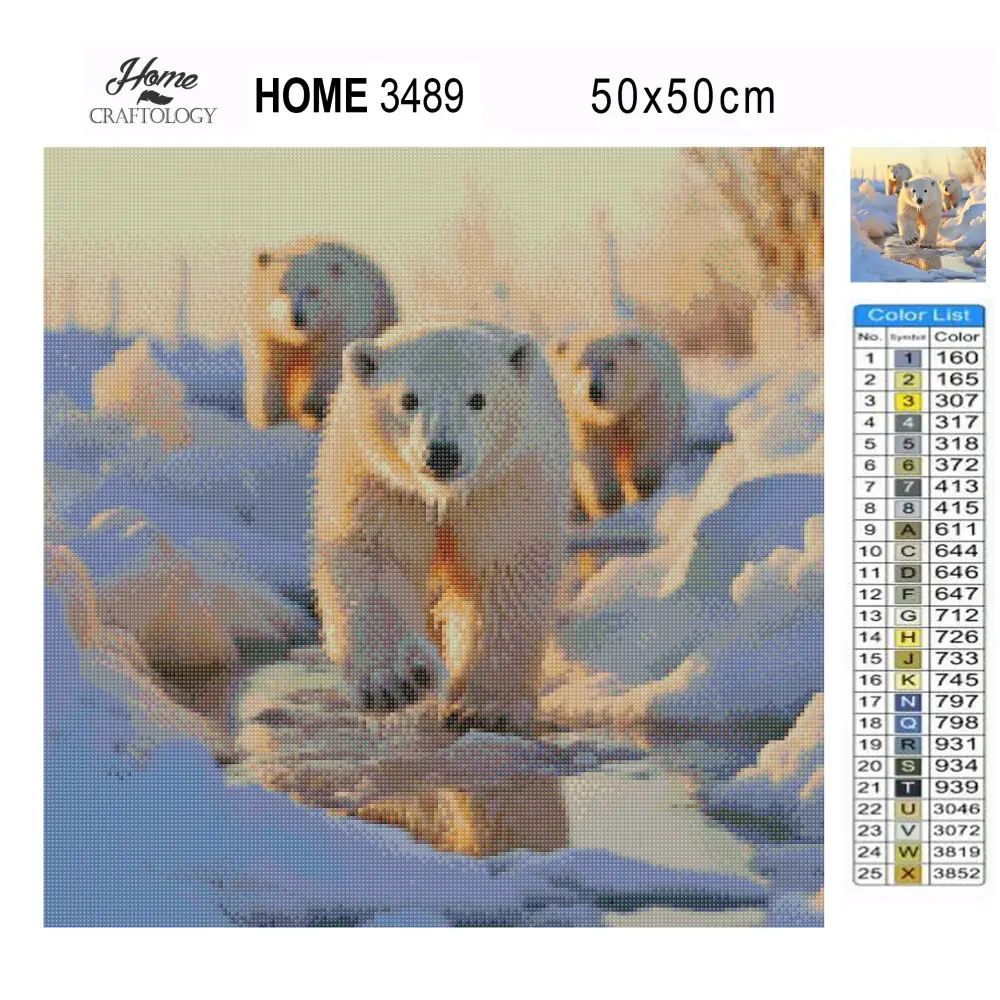 Pack of Polar Bears - Exclusive Premium Diamond Painting Kit - Diamond Painting Kit