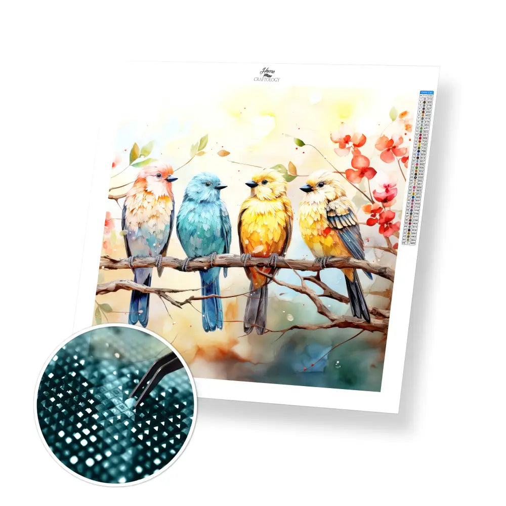 Pairs of Lovebirds - Exclusive Premium Diamond Painting Kit - 30x30cm / 12x12’’ / Square (Most Popular) - Diamond