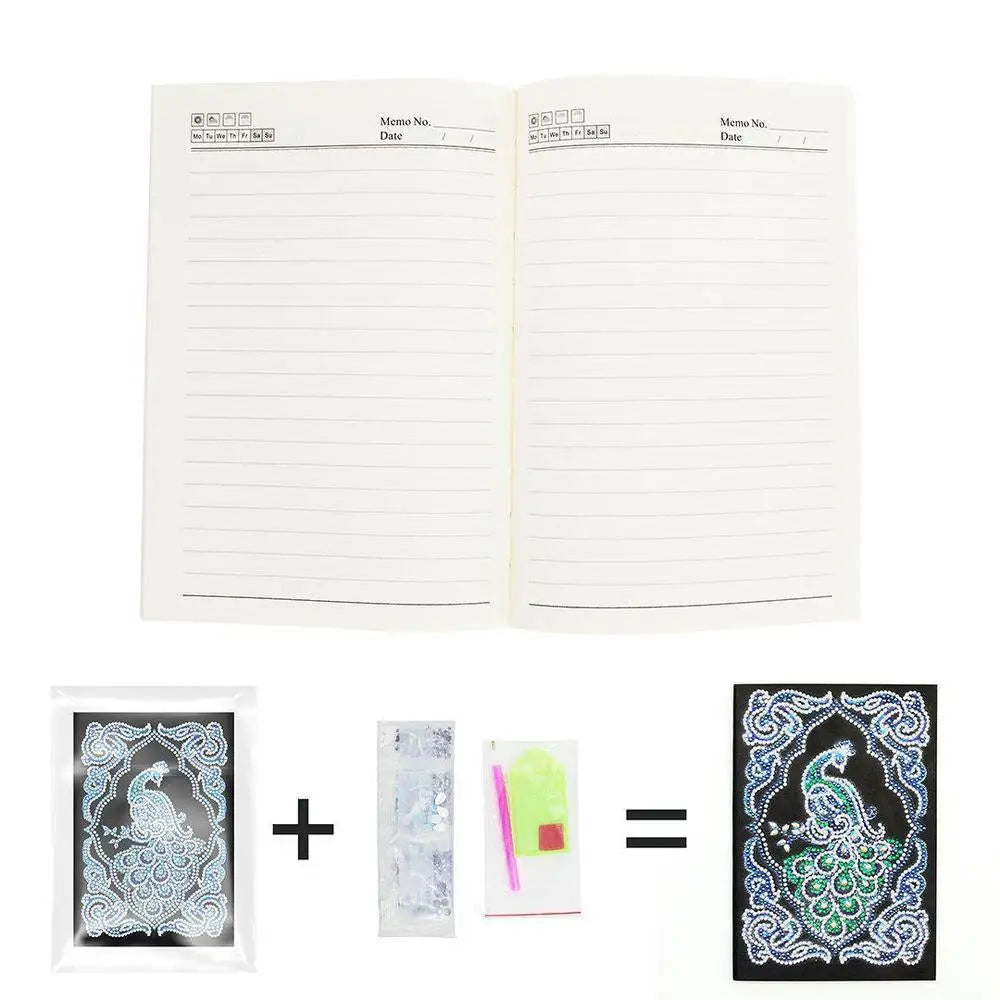 Peacock - Diamond Painting A5 Notebook - Notebook
