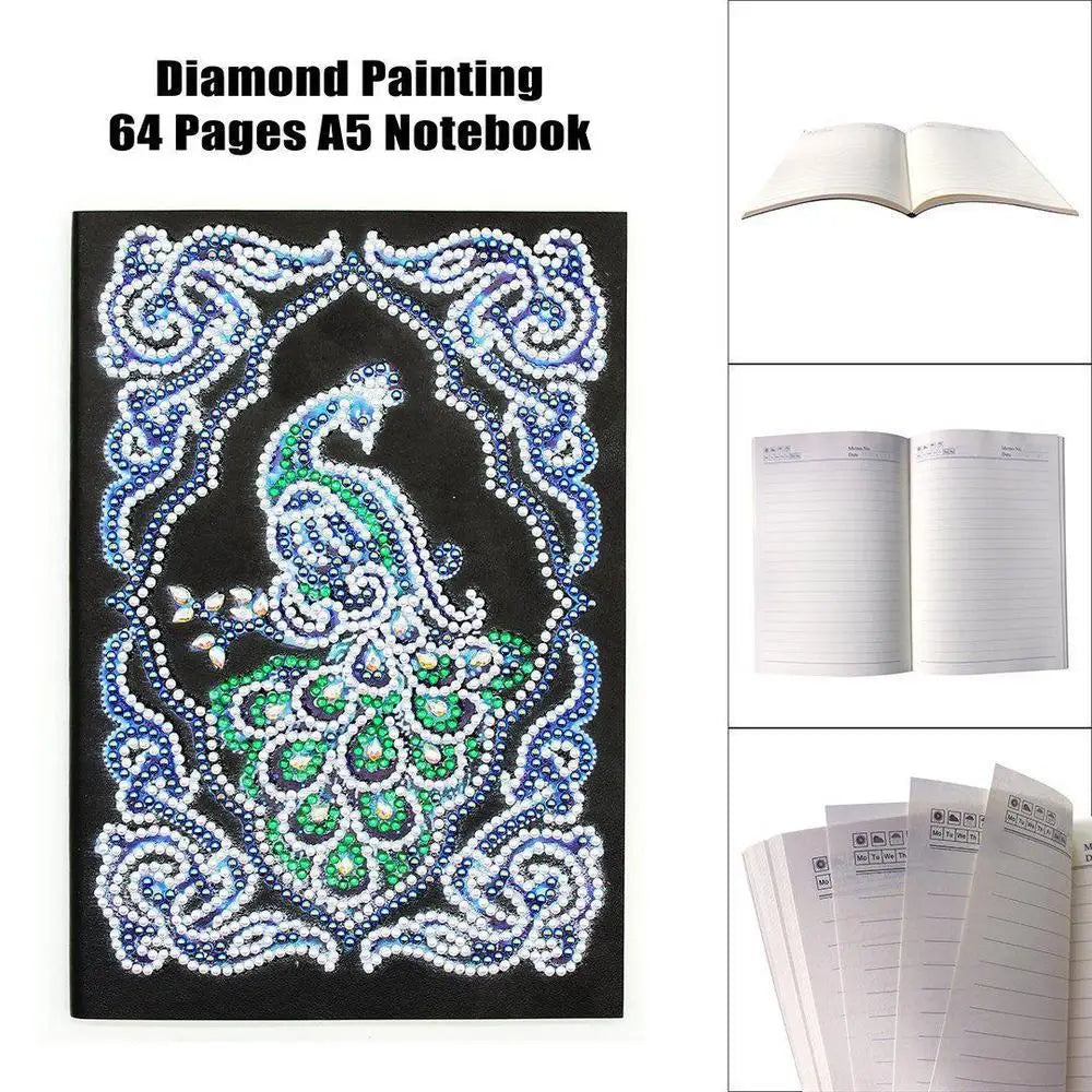 Peacock - Diamond Painting A5 Notebook - Notebook