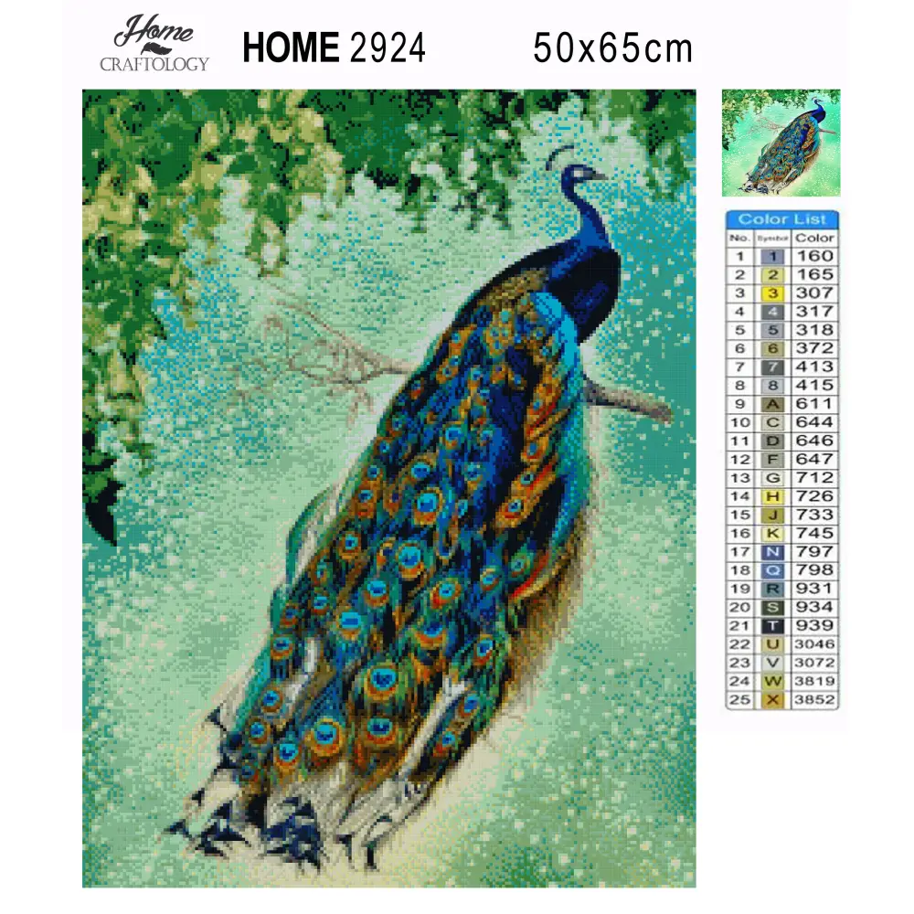 Peacock on a Branch - Premium Diamond Painting Kit - Diamond Painting Kit