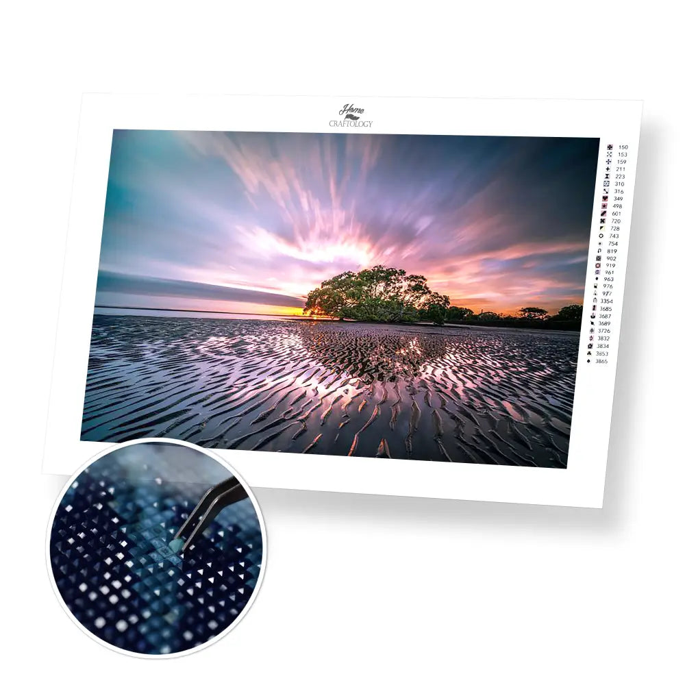 Perfect Low Tide Sunset - Premium Diamond Painting Kit - 45x30cm / 18x12’’ / Square (Most Popular) - Diamond Painting