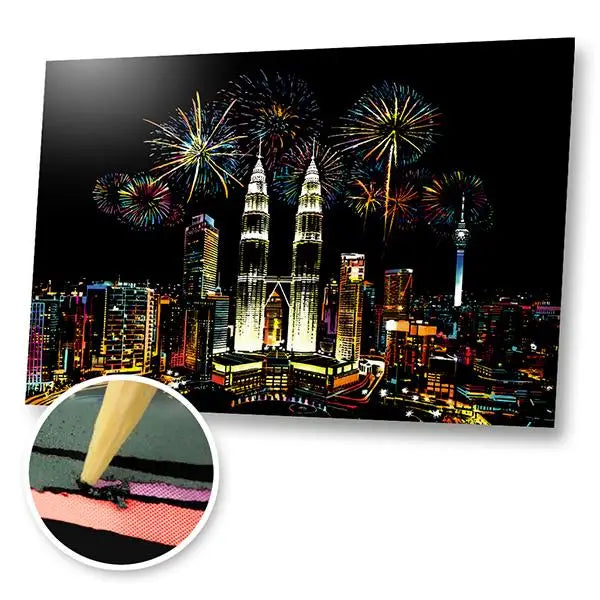 Petronas Towers Malaysia - Scratch Painting Kit - Scratch Painting
