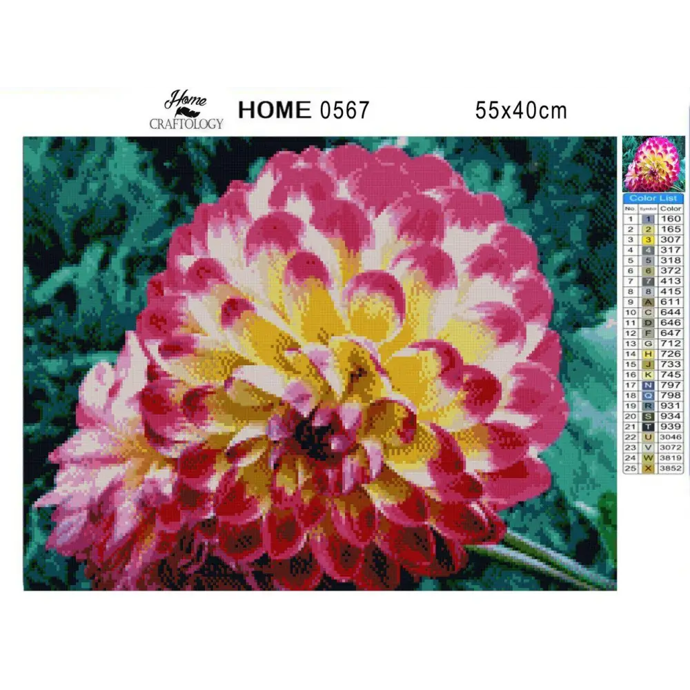 Pink and White Dahlia - Diamond Painting Kit - Home Craftology