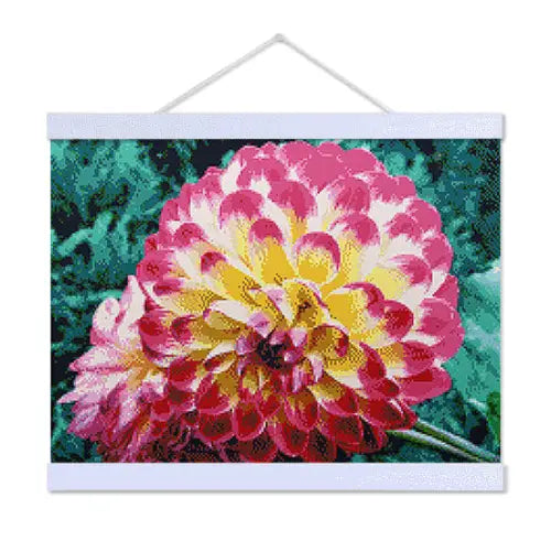 Pink and White Dahlia - Exclusive Premium Diamond Painting Kit - Diamond Painting Kit