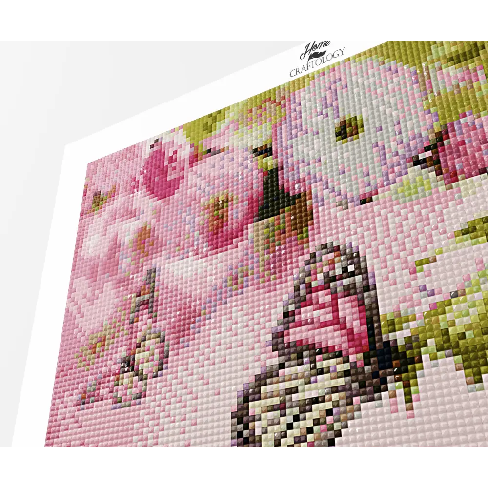 Pink Butterfly and Flowers - Premium Diamond Painting Kit - Diamond Painting Kit