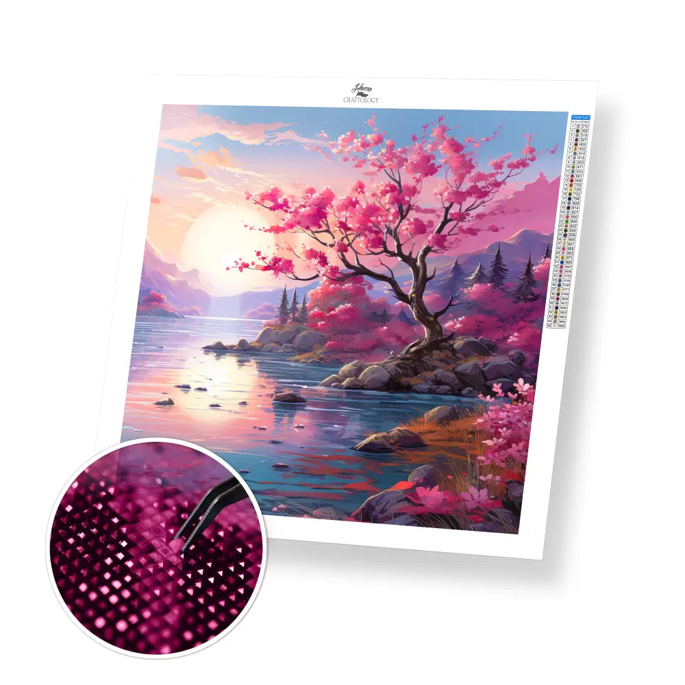 Pink Petal Haven- Exclusive Premium Diamond Painting Kit - 30x30cm / 12x12’’ / Square (Most Popular) / No Frame