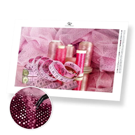 Pink Sewing Materials - Premium Diamond Painting Kit - 45x30cm / 18x12’’ / Square (Most Popular) - Diamond Painting Kit