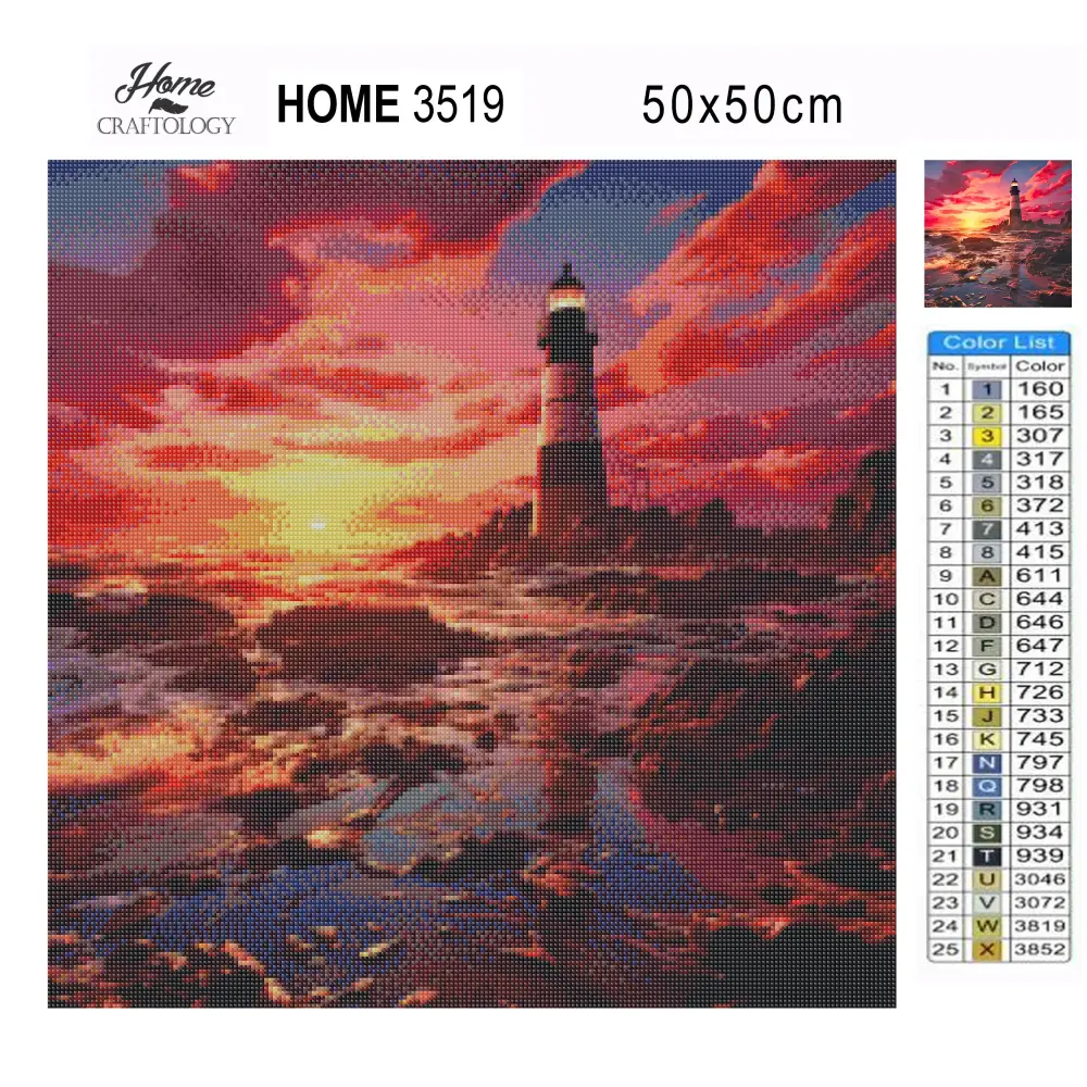 Pink Sky Lighthouse - Exclusive Premium Diamond Painting Kit - Diamond Painting Kit