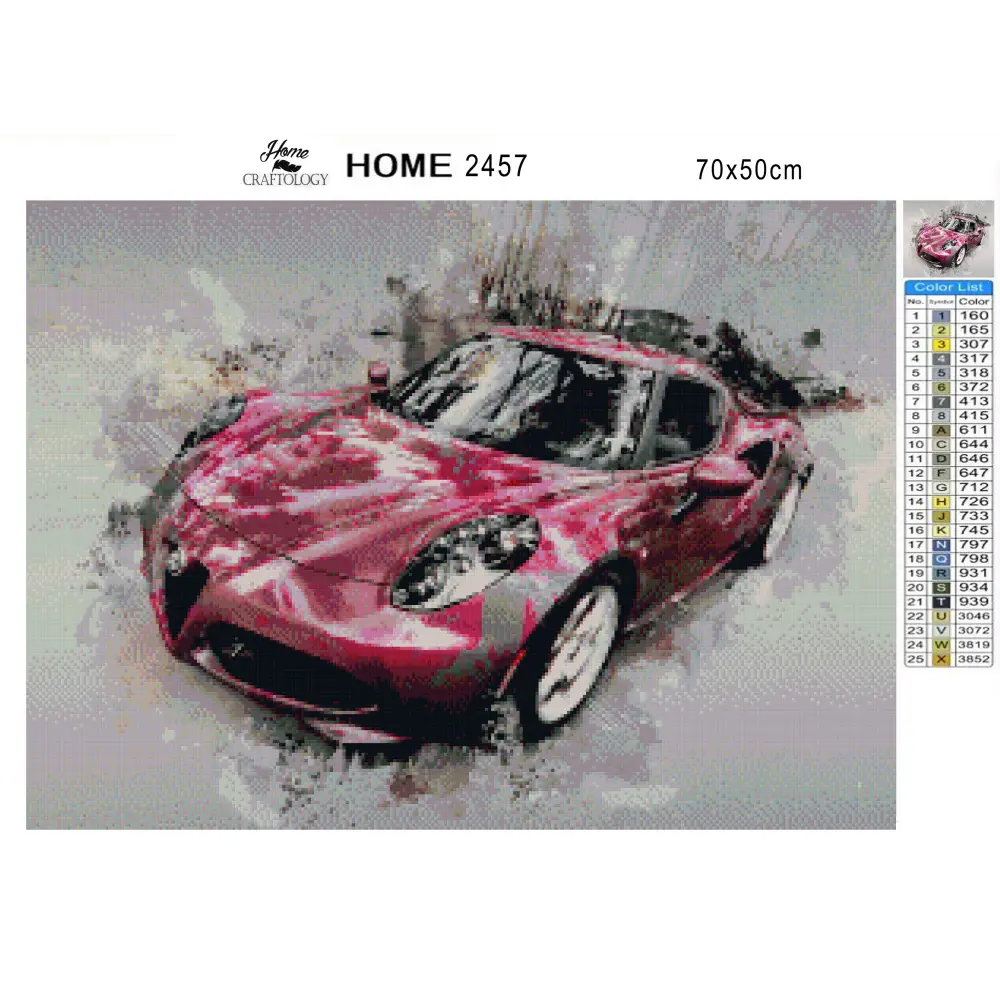 Pink Sports Car - Premium Diamond Painting Kit - Diamond Painting Kit