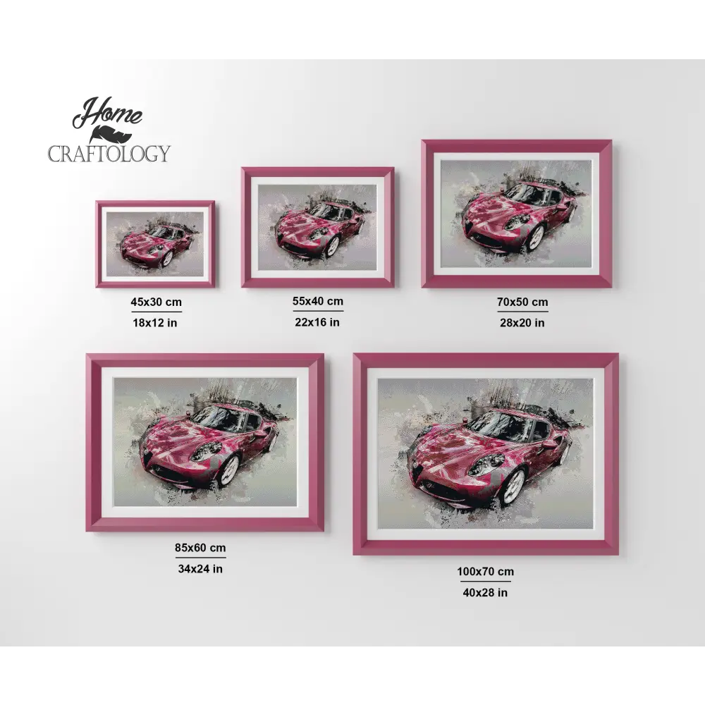 Pink Sports Car - Premium Diamond Painting Kit - Diamond Painting Kit