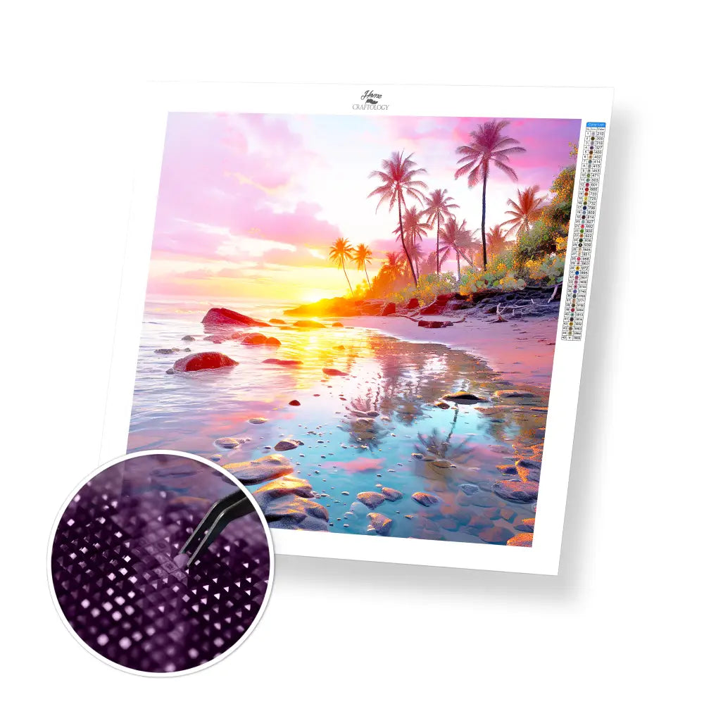 Pink Sunset - Exclusive Premium Diamond Painting Kit - 30x30cm / 12x12’’ / Square (Most Popular) - Diamond Painting Kit