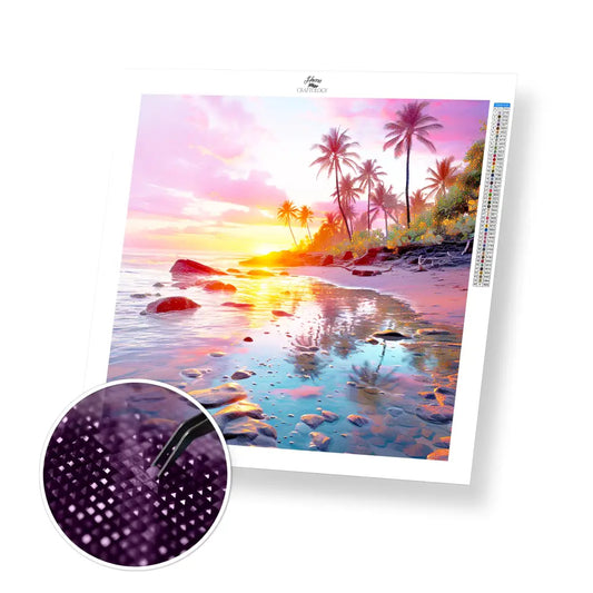 Pink Sunset - Exclusive Premium Diamond Painting Kit - 30x30cm / 12x12’’ / Square (Most Popular) - Diamond Painting Kit