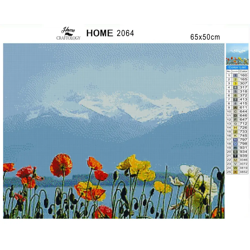 Poppies by Lake Geneva - Premium Diamond Painting Kit - Diamond Painting Kit