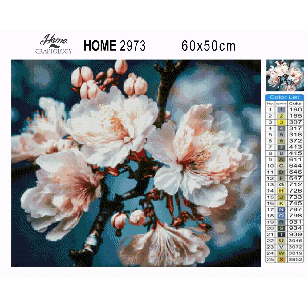 Pretty White Flowers - Premium Diamond Painting Kit - Diamond Painting Kit