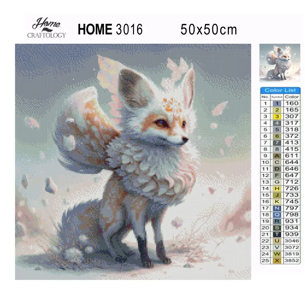 Pretty White Fox - Premium Diamond Painting Kit - Diamond Painting Kit
