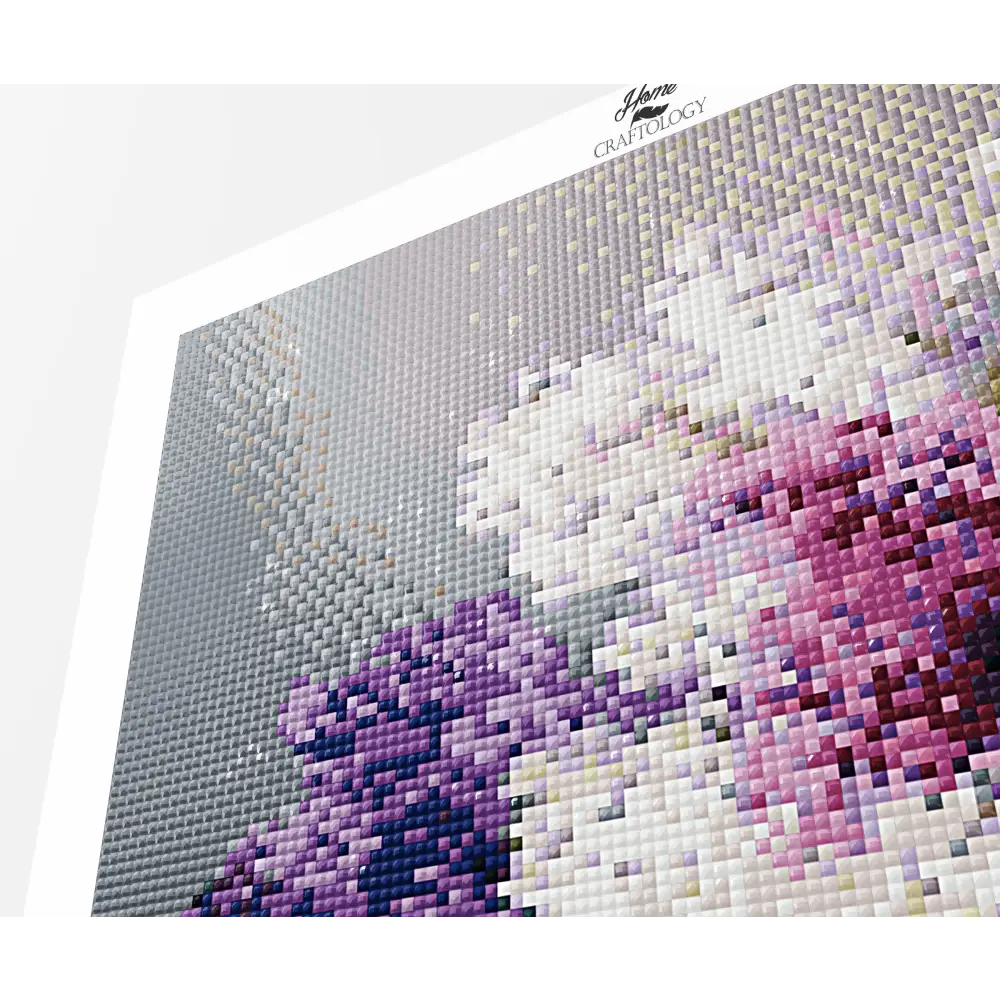 Purple and White Flowers - Premium Diamond Painting Kit - Diamond Painting Kit