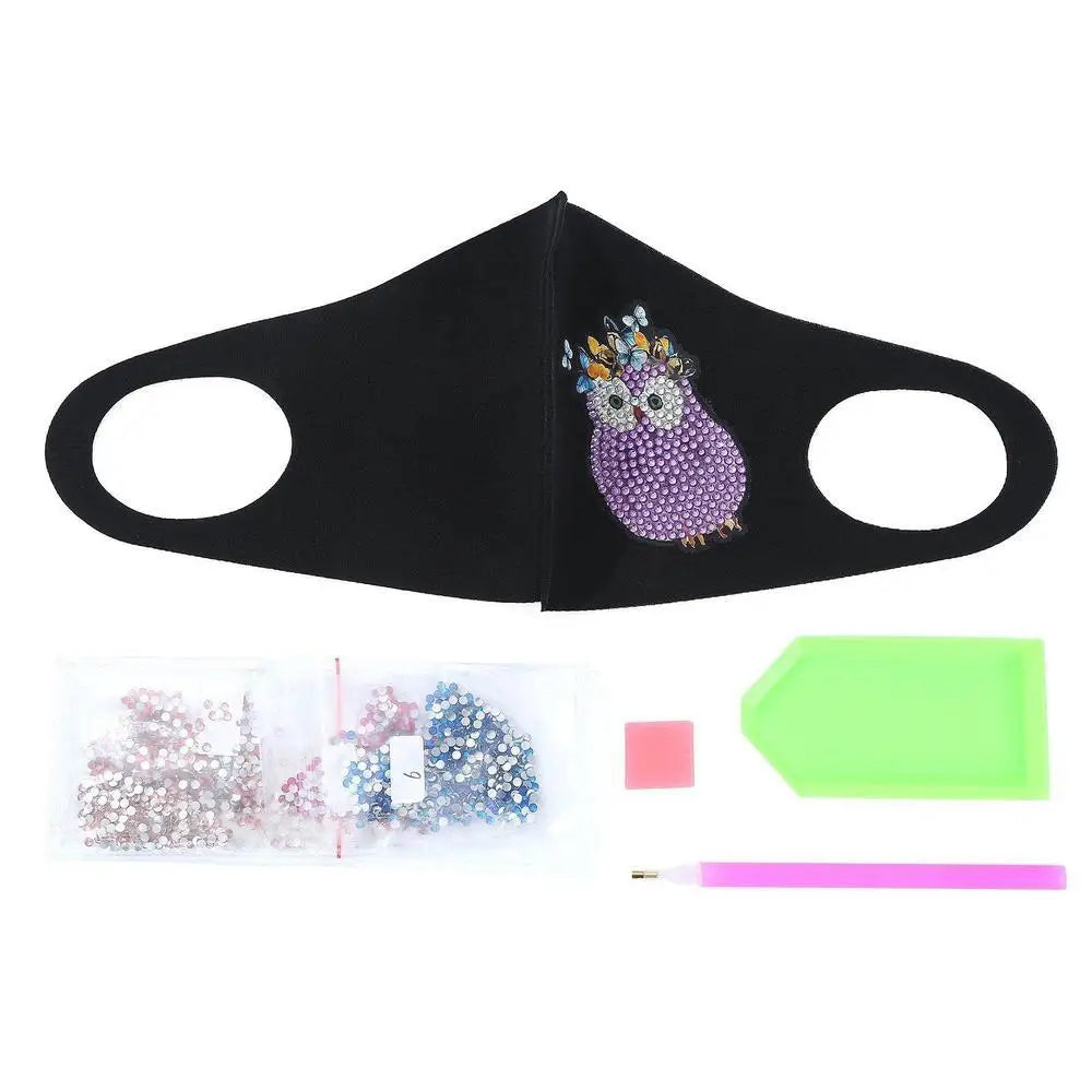 Purple Owl - Diamond Painting Face Mask - Face Mask