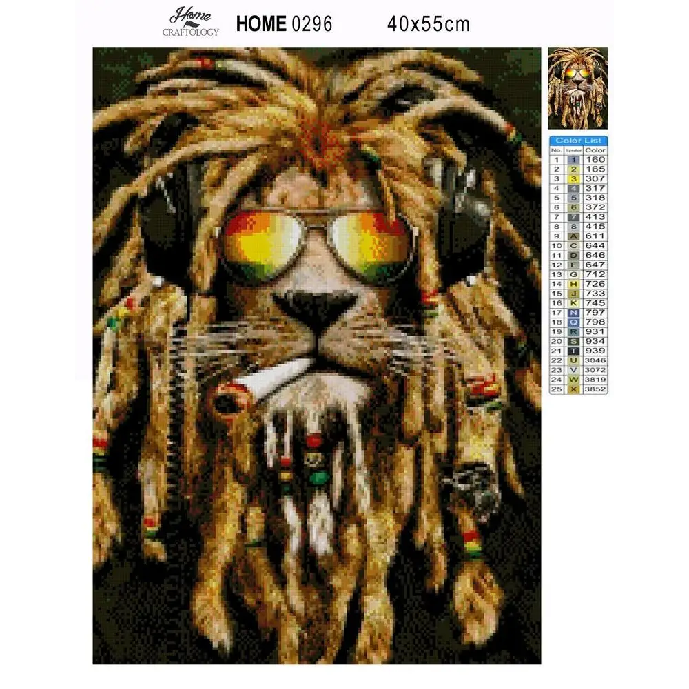 Rasta Lion - Premium Diamond Painting Kit - Diamond Painting Kit