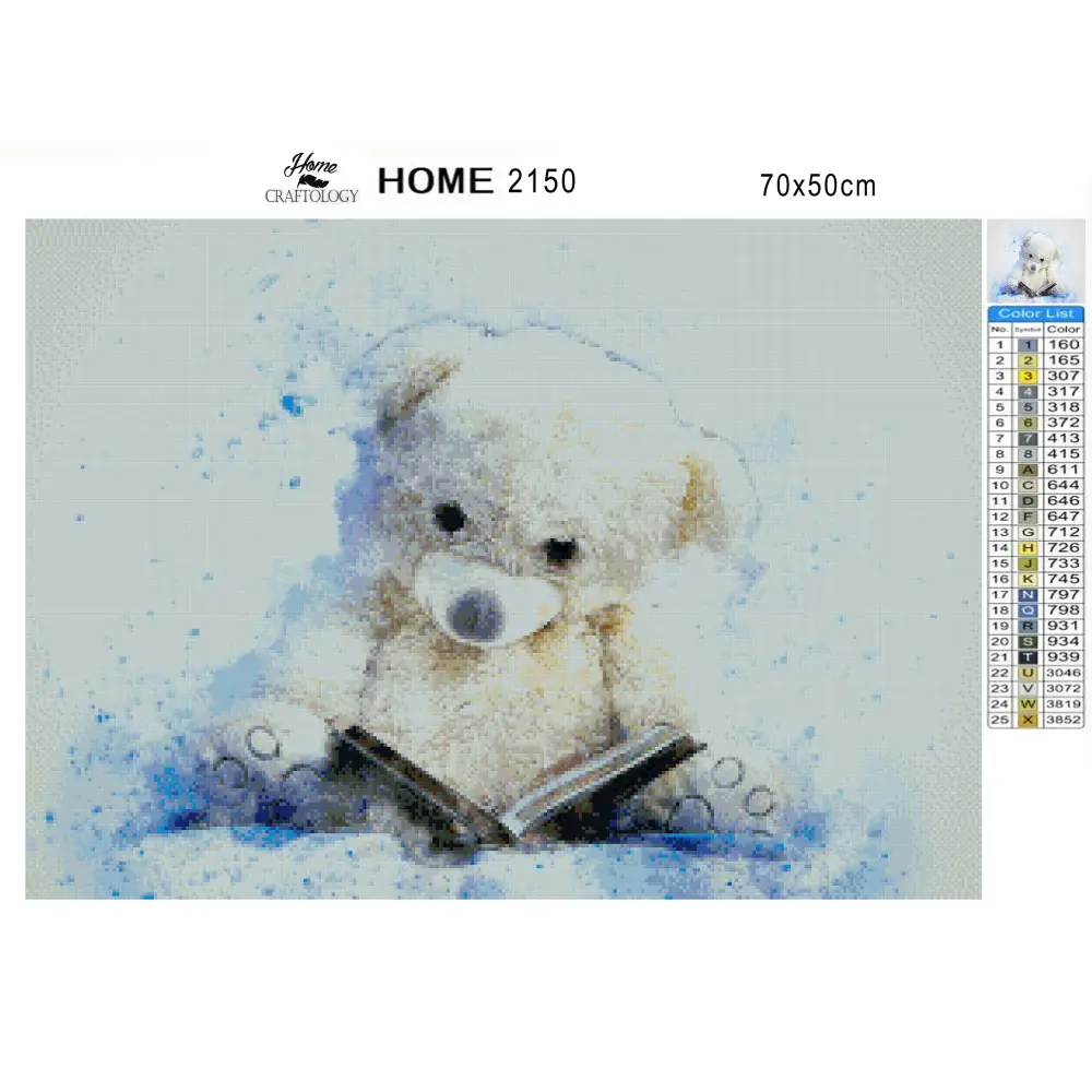Reading Teddy Bear - Premium Diamond Painting Kit - Diamond Painting Kit