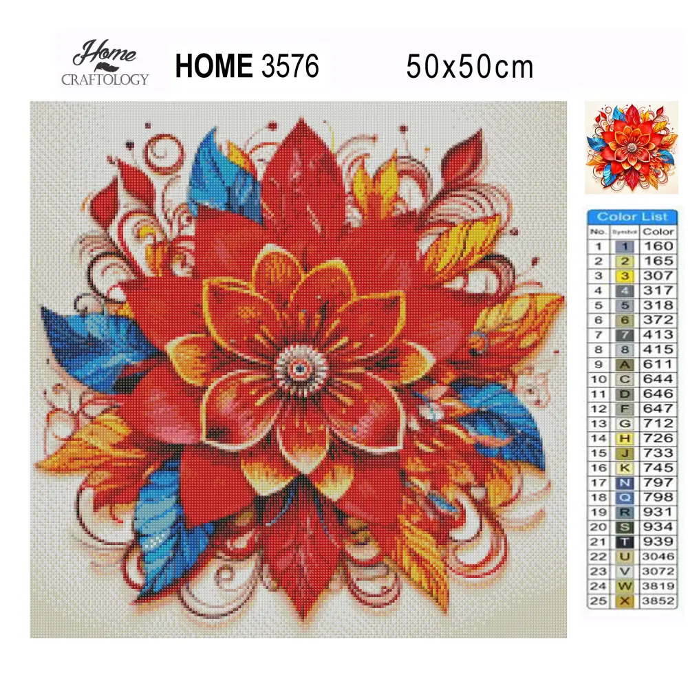 Red Flower Mandala - Exclusive Premium Diamond Painting Kit - Diamond Painting Kit