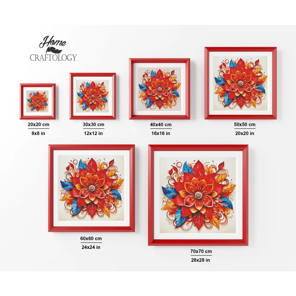 Red Flower Mandala - Exclusive Premium Diamond Painting Kit - Diamond Painting Kit