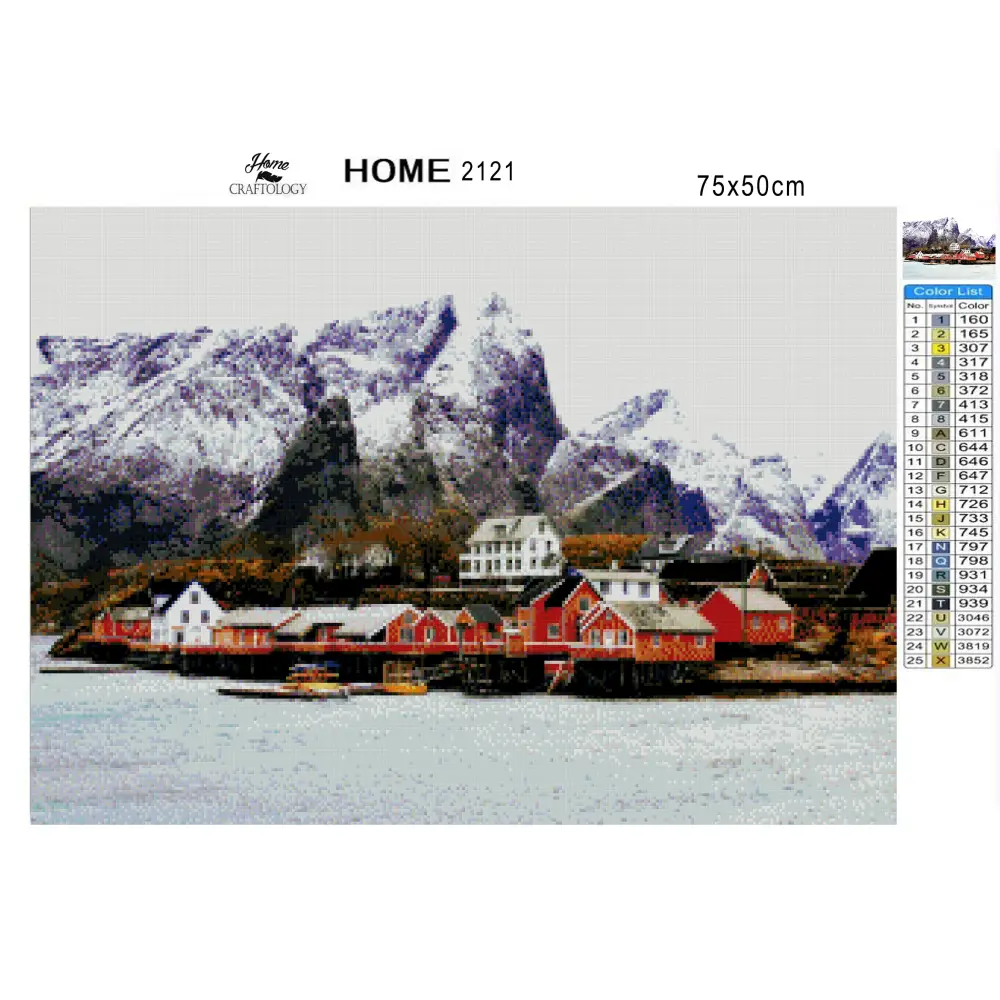 Red Nordic Houses - Premium Diamond Painting Kit - Diamond Painting Kit