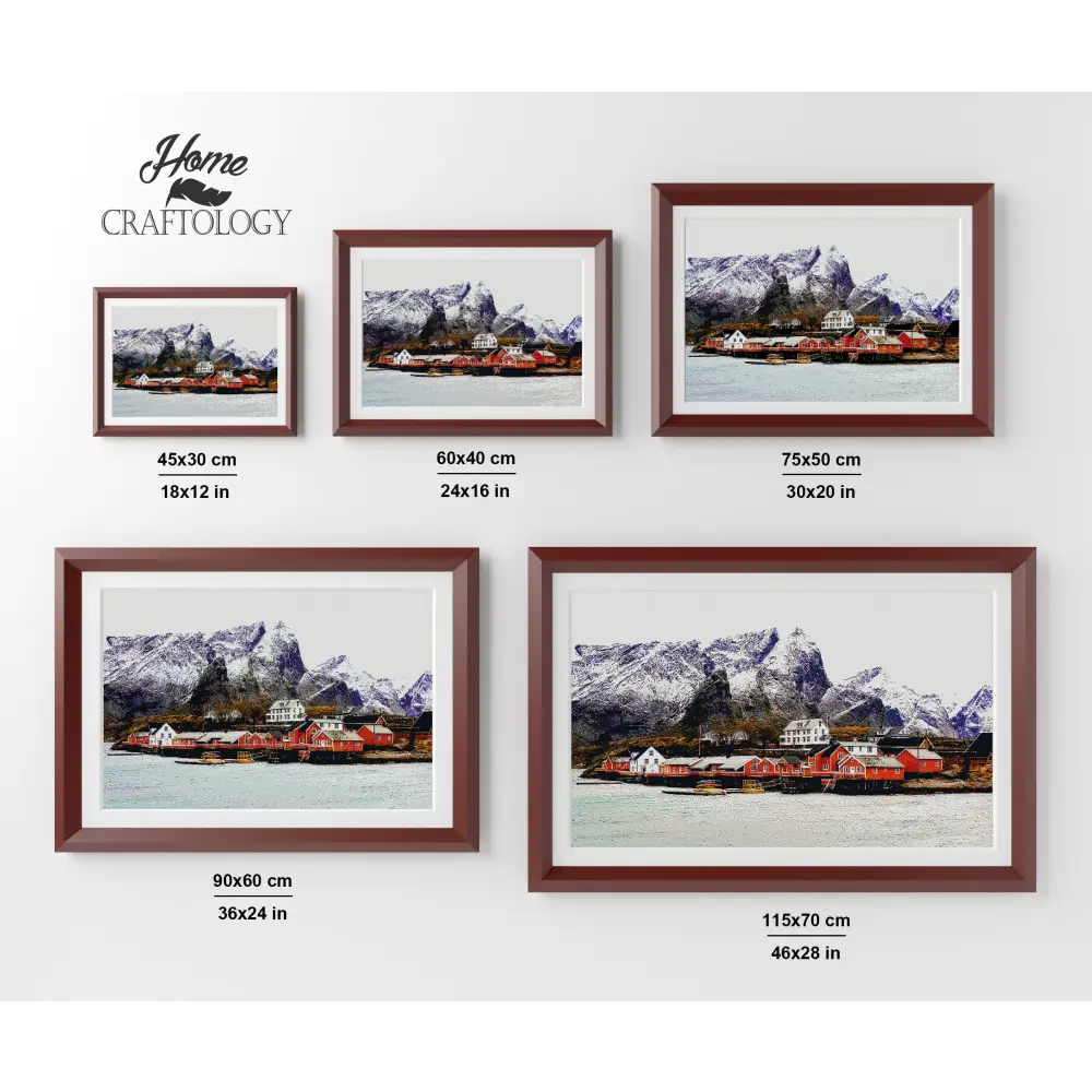 Red Nordic Houses - Premium Diamond Painting Kit - Diamond Painting Kit