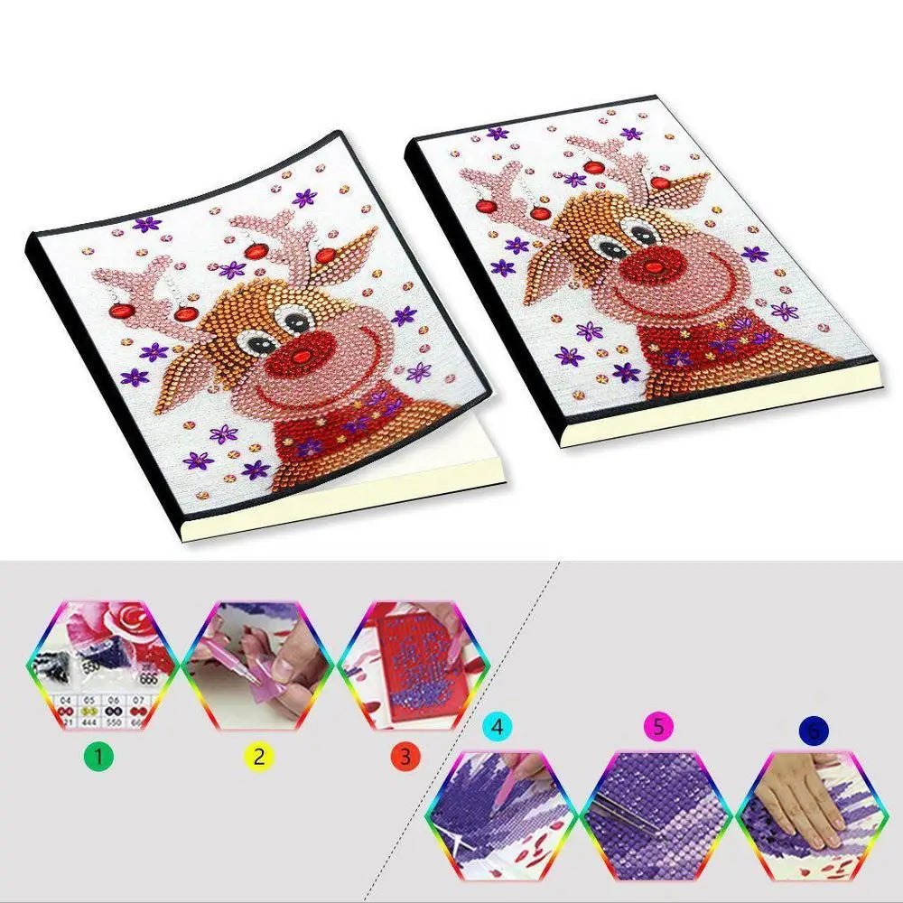 Reindeer - Diamond Painting A5 Notebook - Notebook