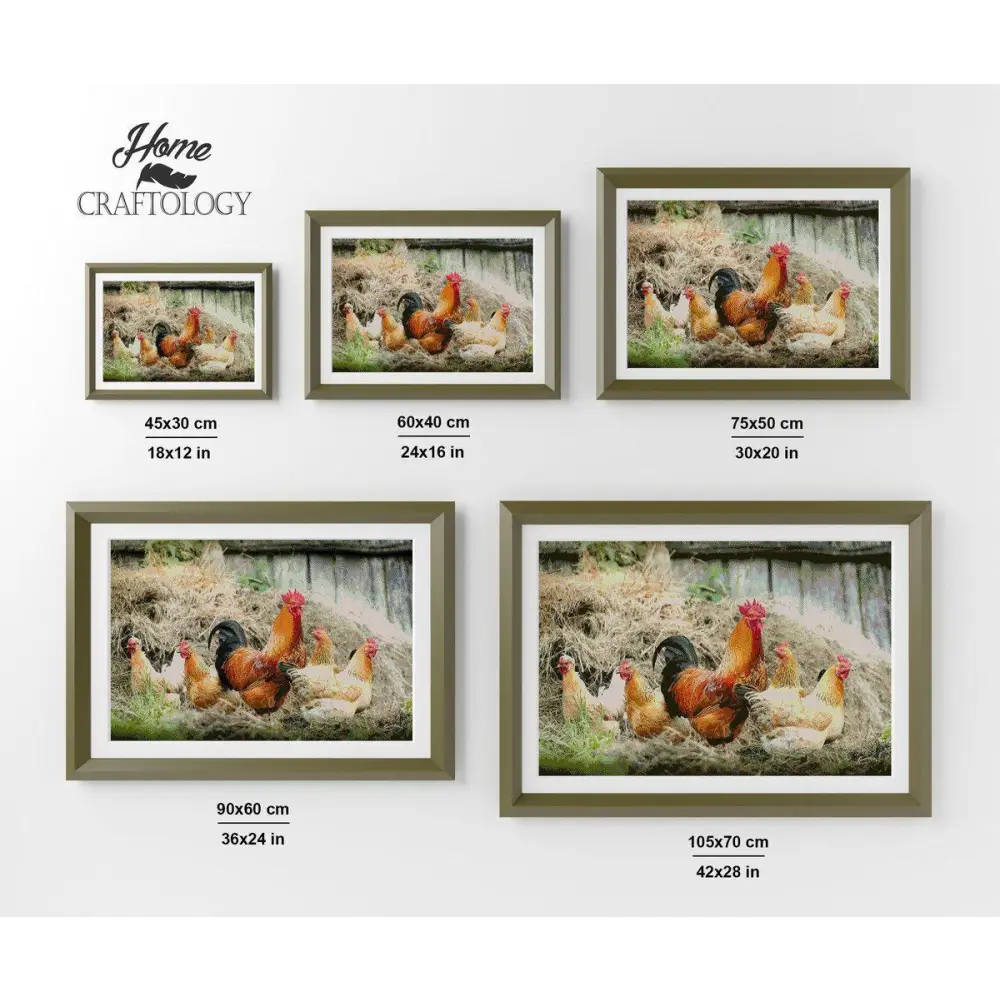 Rooster and Hens - Premium Diamond Painting Kit - Diamond Painting Kit