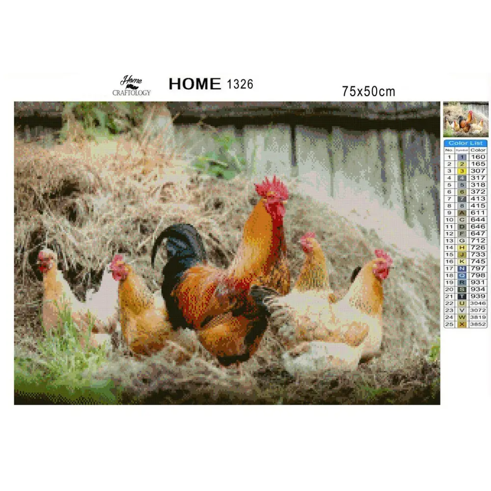 Rooster and Hens - Premium Diamond Painting Kit - Diamond Painting Kit