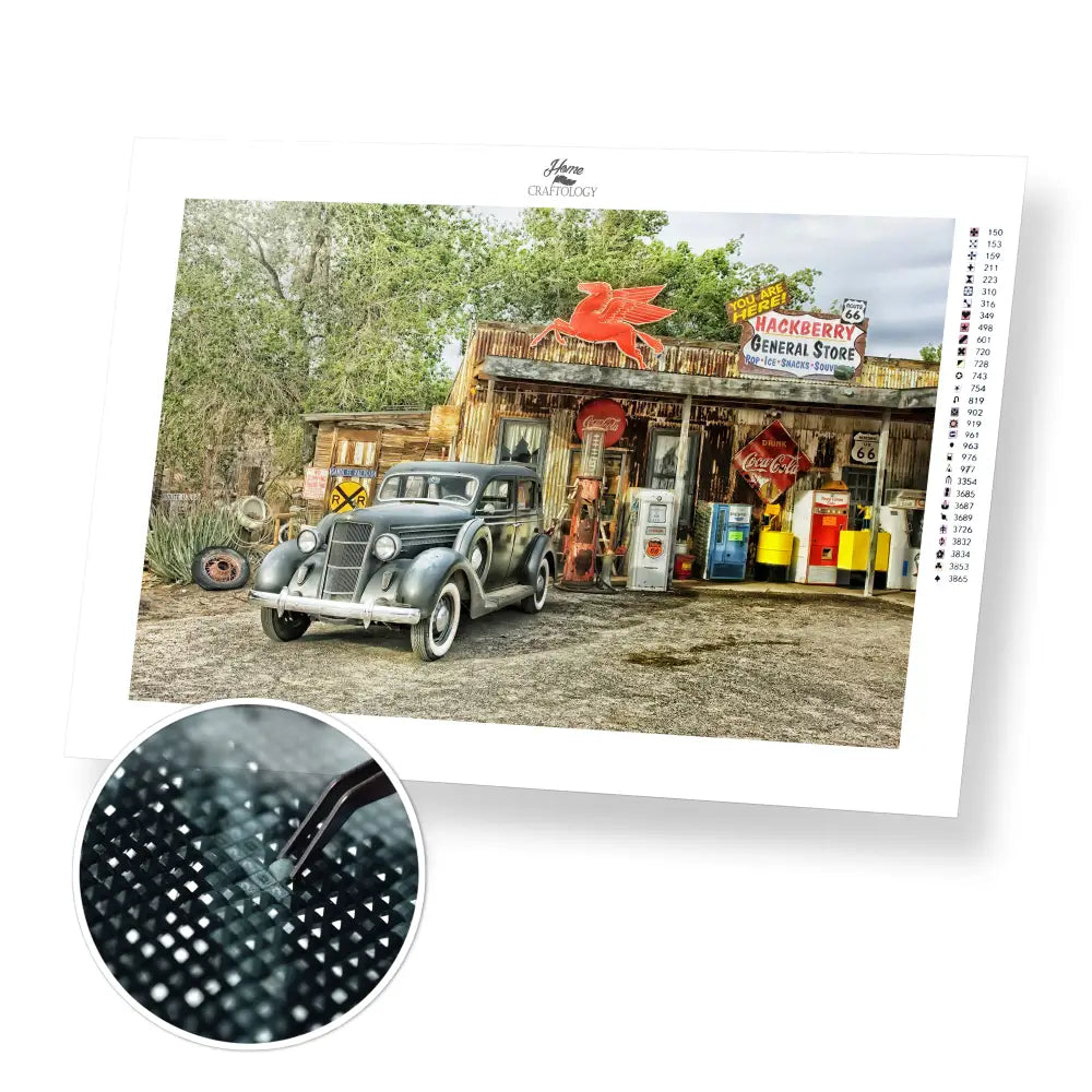 Route 66 - Premium Diamond Painting Kit - 45x30cm / 18x12’’ / Square (Most Popular) - Diamond Painting Kit