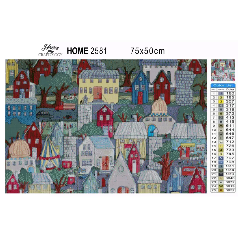 Row of Houses - Premium Diamond Painting Kit - Diamond Painting Kit