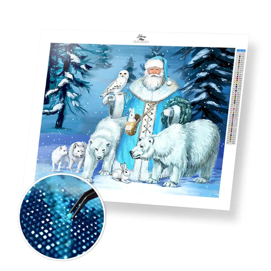 Santa in the Snow - Premium Diamond Painting Kit - 40x30cm / 16x12’’ / Square (Most Popular) - Diamond Painting Kit