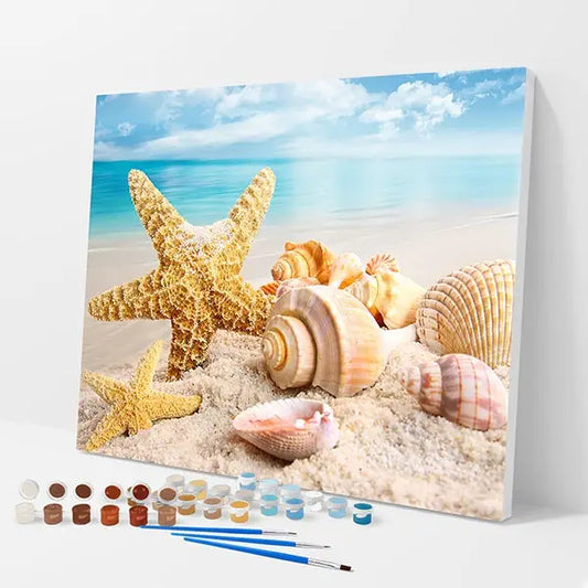 Seashells by the Shore Kit - Paint By Numbers - 30x40cm / 12x16’’ / No Frame - Paint By Numbers