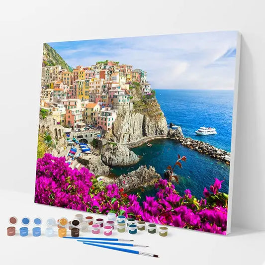 Seaside Town Kit - Paint By Numbers - 30x40cm / 12x16’’ / No Frame - Paint By Numbers