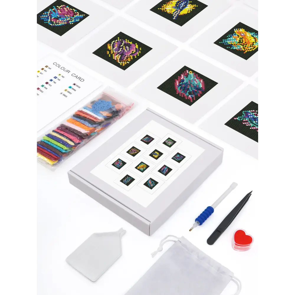 Set of 10 Nocturnal Animals - Mini Diamond Painting Kits - Mini Painting