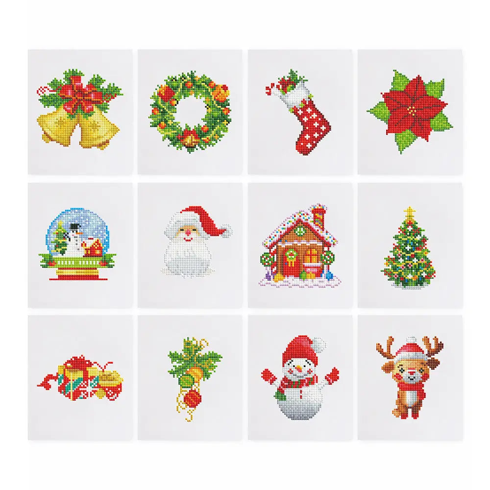 Set of 12 Christmas Designs B - Mini Diamond Painting Kits - Mini Painting
