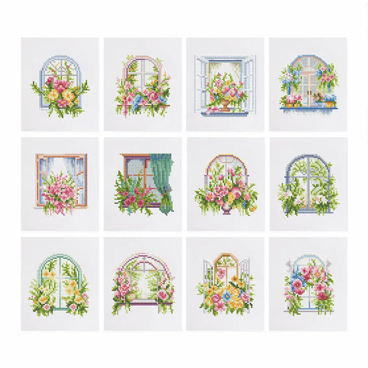 Set of 12 Floral Doors B - Mini Diamond Painting Kits - Mini Painting