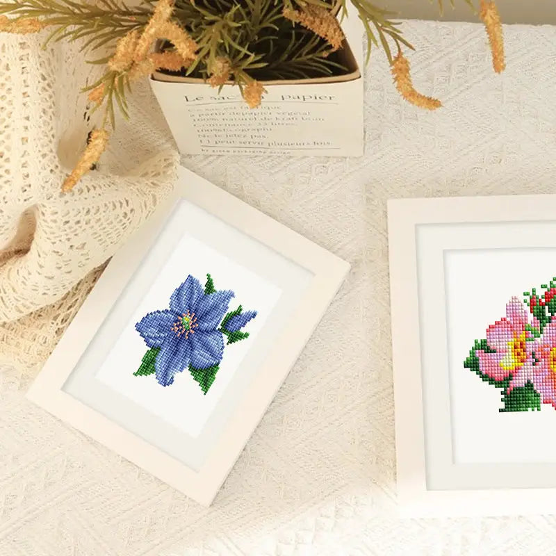 Set of 12 Flowers B - Mini Diamond Painting Kits - Mini Painting