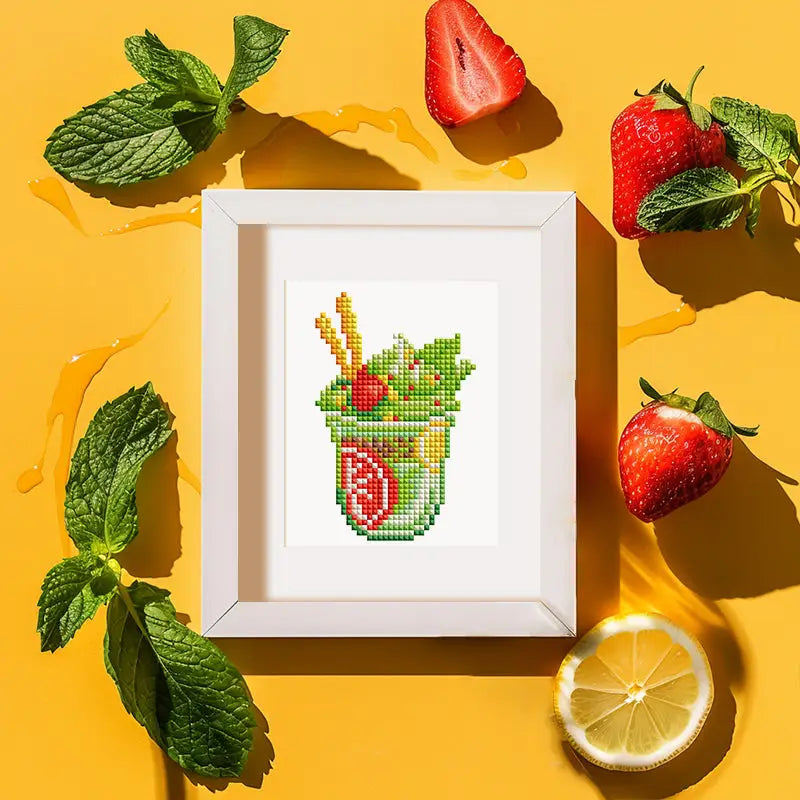 Set of 12 Juice and Shakes - Mini Diamond Painting Kits - Mini Painting