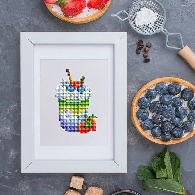 Set of 12 Juice and Shakes - Mini Diamond Painting Kits - Mini Painting